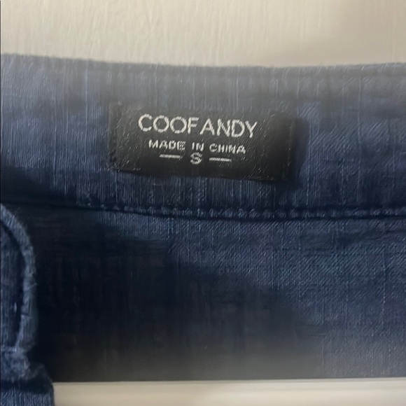 Deep Navy Blue Casual Button Down Shirt with Long Sleeves and V-Neck - Picture 2 of 4